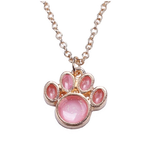 Gold Filled Pink Paw Necklace - Picture 2 of 2